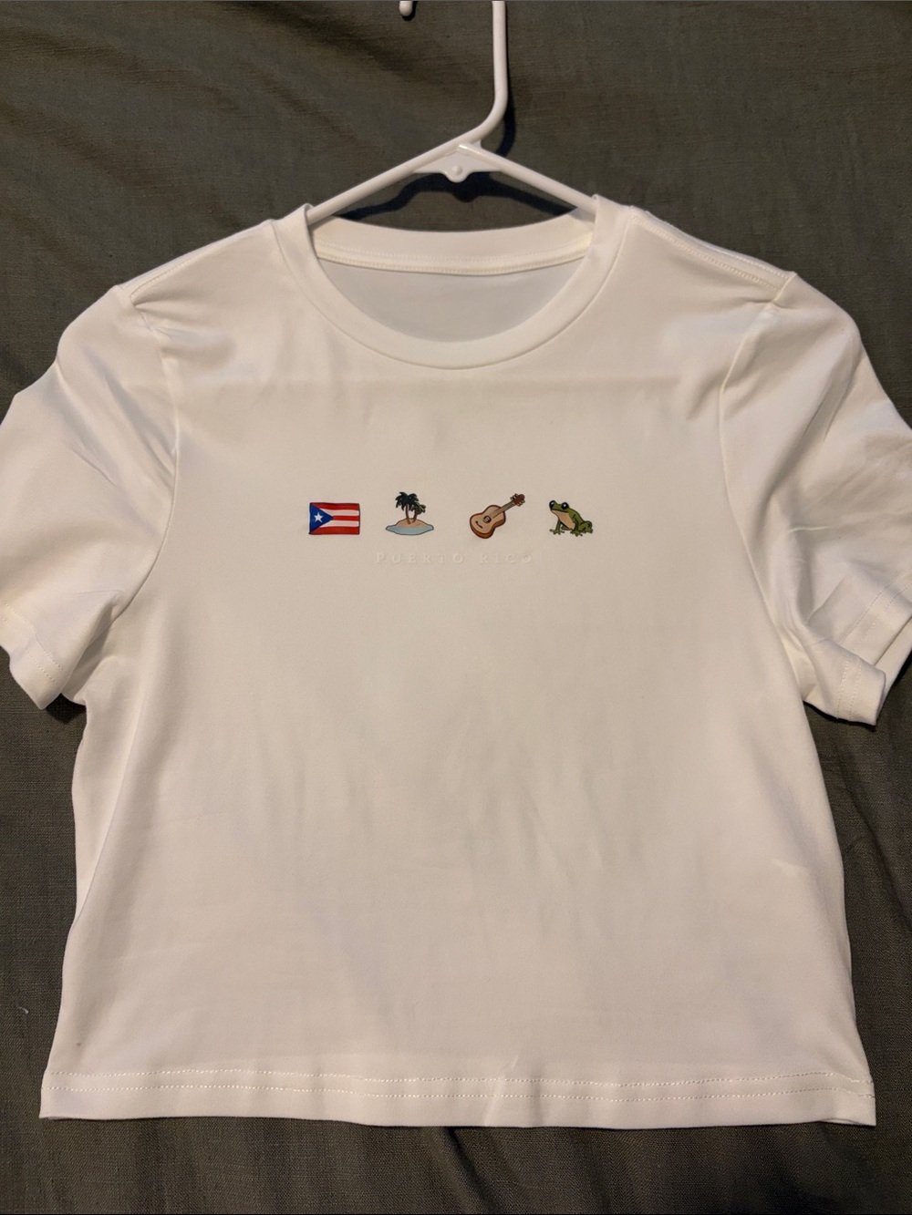 White Graphic Tee with Puerto Rico Icons